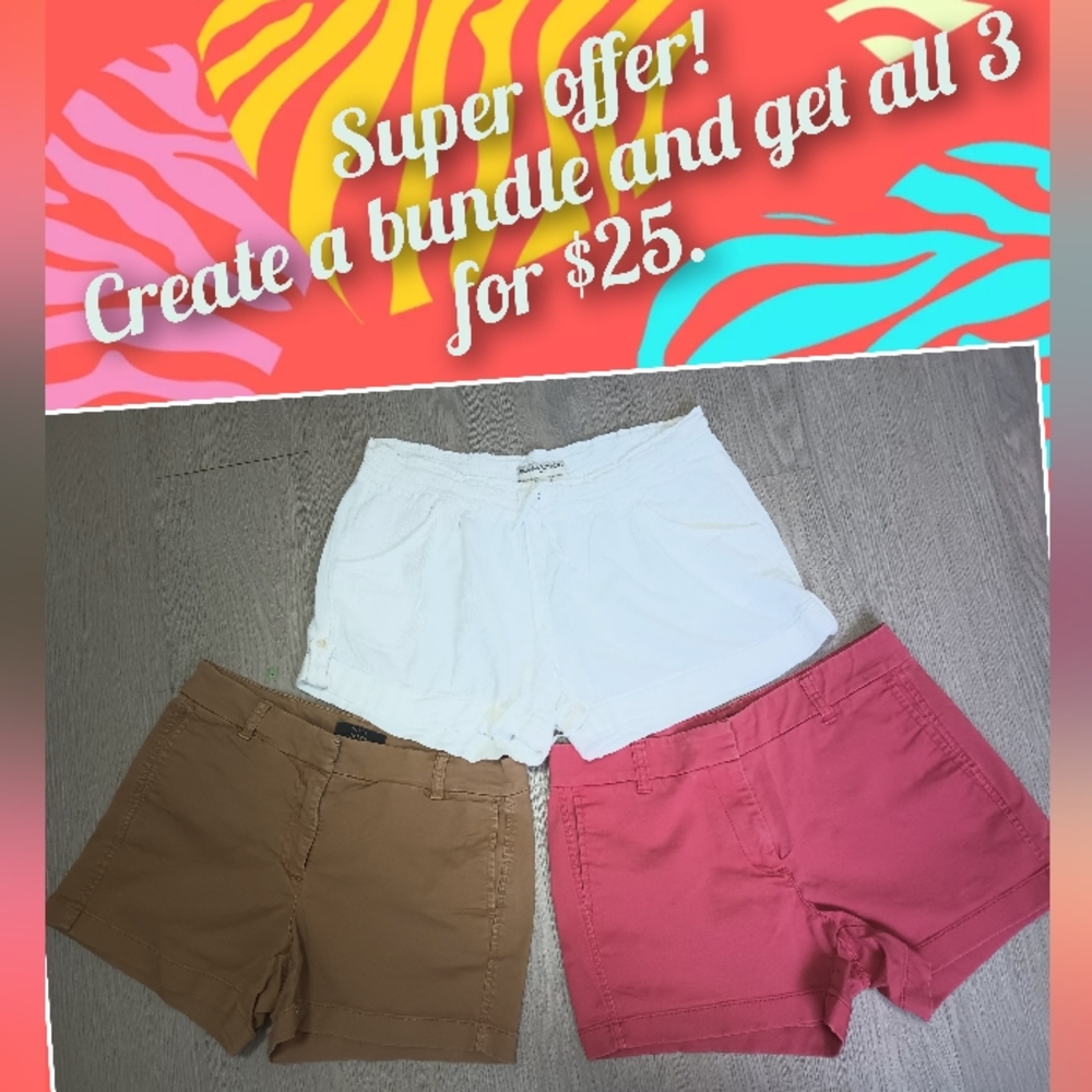 2 J. CREW & 1 BANANA REPUBLIC Cotton Casual Shorts Bundle –